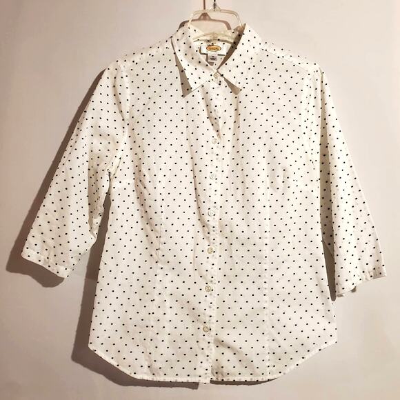 Talbots Womens Swiss Polka Dot Button-Up 3/4 Sleeve Shirt Size 10 Career Top - Picture 1 of 5